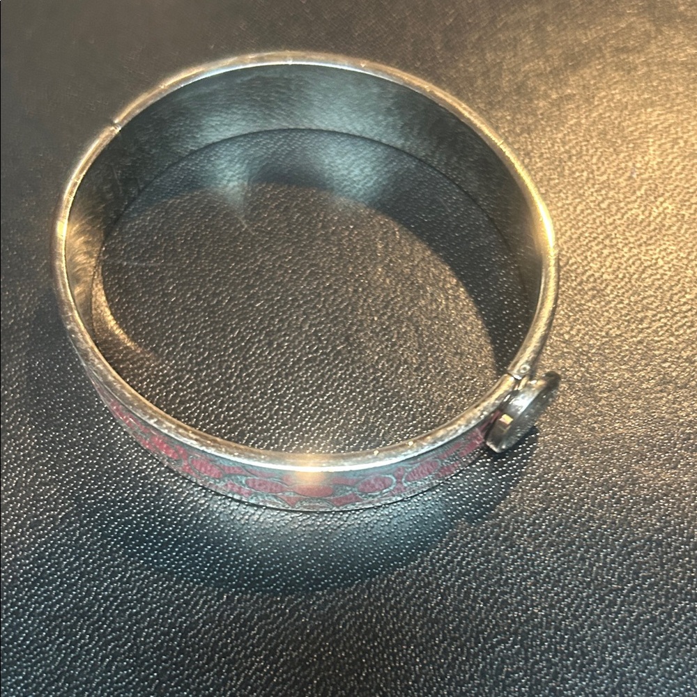 Coach Pink Signature Pattern Enamel Bangle Bracelet - Picture 2 of 6